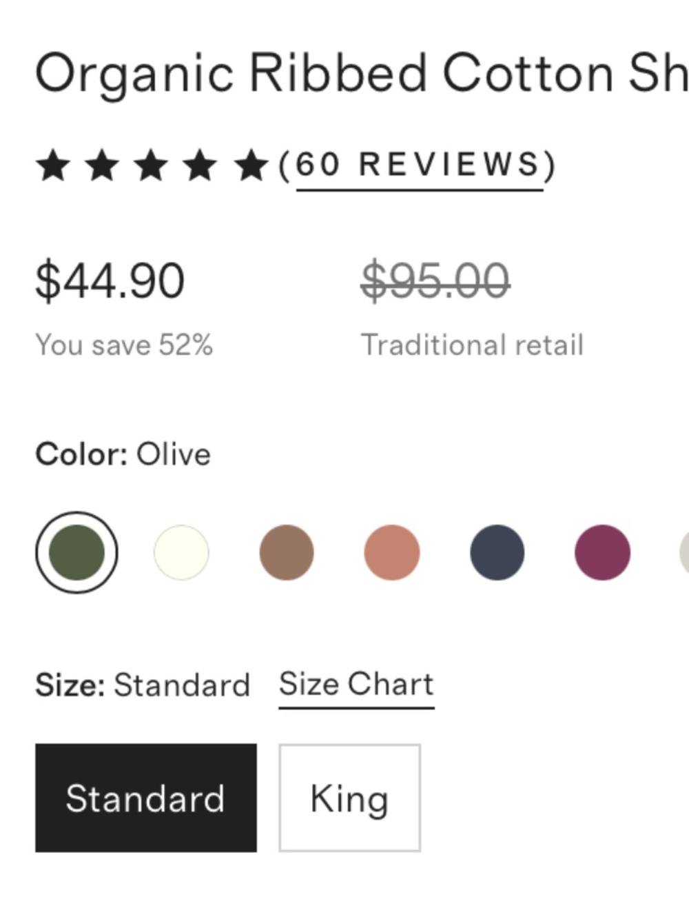 ribbed cotton sham set Olive Green Standard Queen - Picture 2 of 4